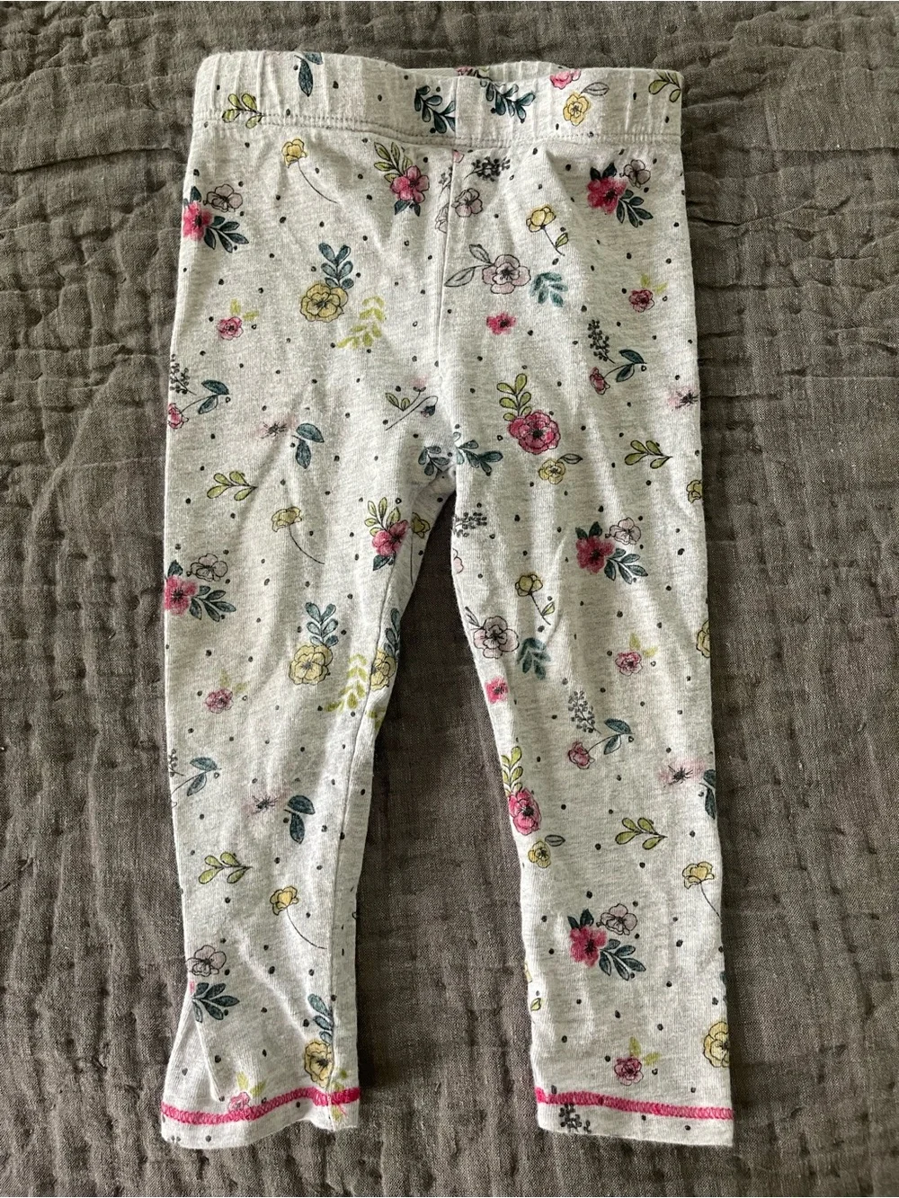 Mud Pie Grey Floral Leggings Pink Yellow 12-18 Months Baby Girl Georgia